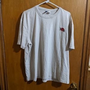 H&M Divided Rose Embroidered Short Sleeve T-shirt, XL, Light Beige